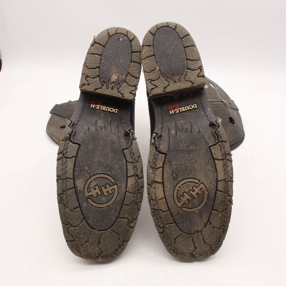 Double H Square Toe Work Boot DH965 Men's Size 8 M Dark Green Leather Pull On - Picture 8 of 10